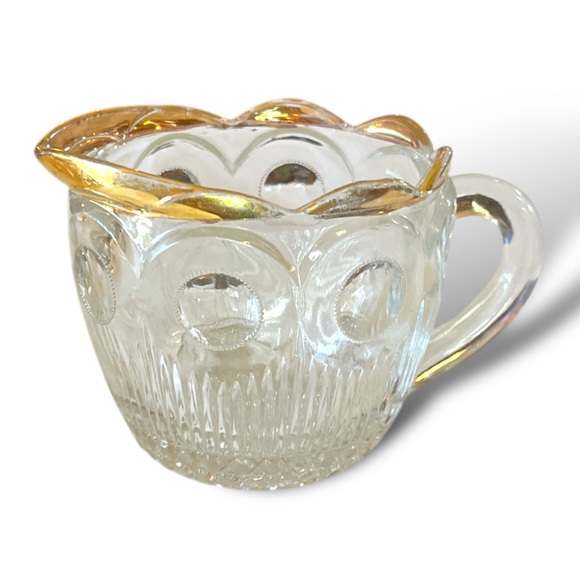 Vintage Other - VTG Scalloped Gold Rimmed Pressed Glass Creamer by Bartlett Collins